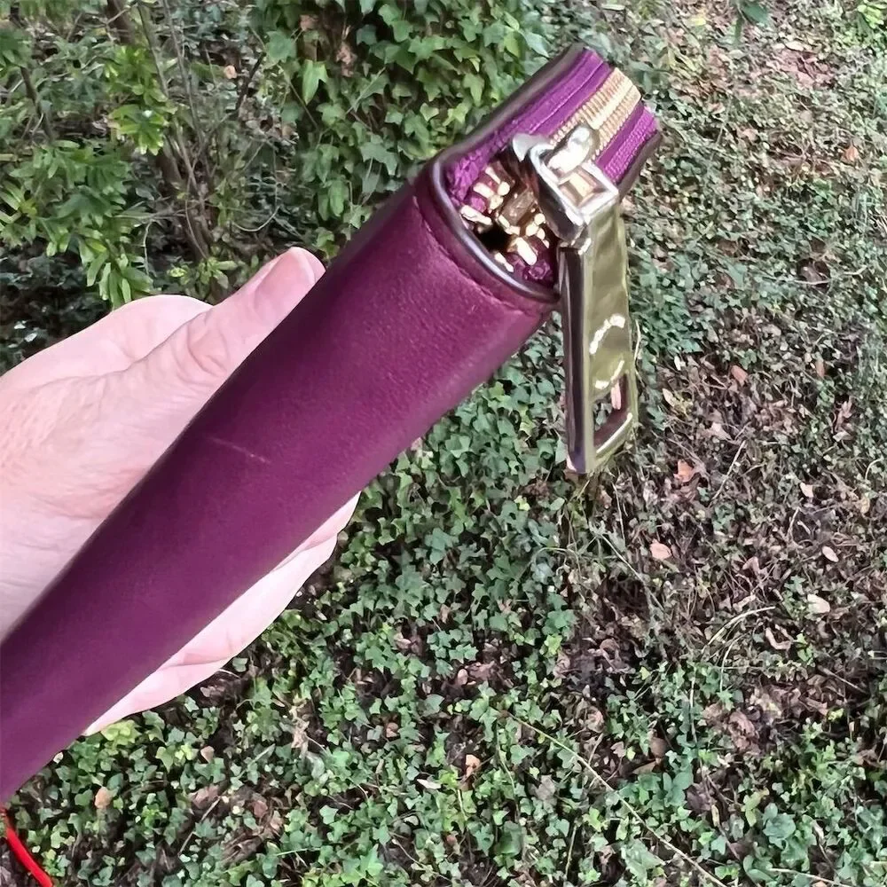 COACH Long Zip-Around Wallet Purple Smooth Leather w Gold Hardware AUTHENTIC